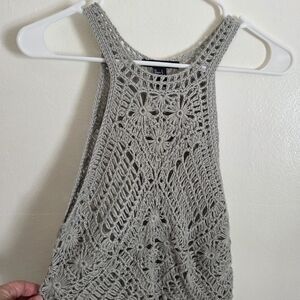 Forever 21 Gray/Green Crocheted Top